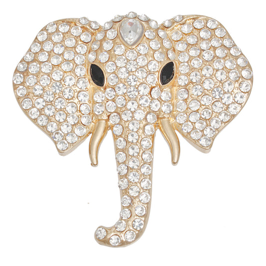 Brooch Gold Elephant Head Glam Pin for Women