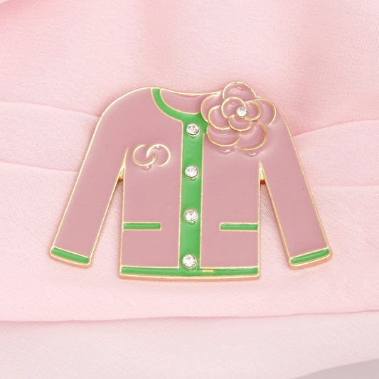 AKA Pink Green Brooch Camellia Sweater Pin