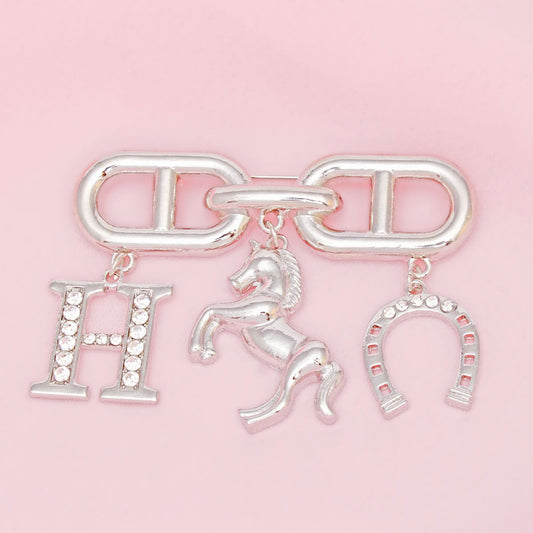 Brooch Silver Iconic H Equestrian Parisian Pin