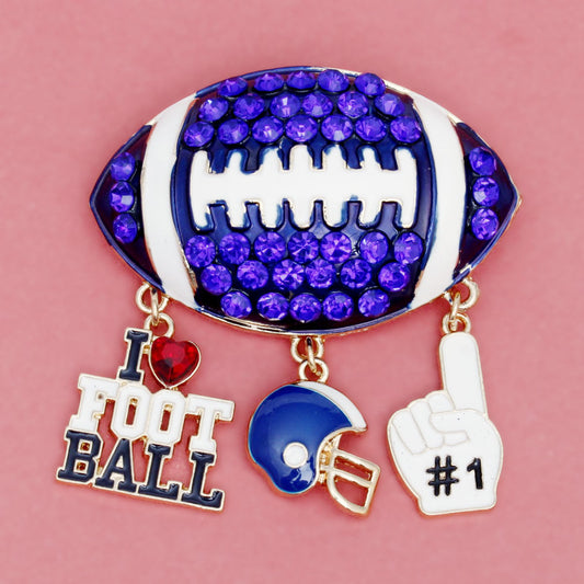 Brooch Football Team Spirit Blue and White Pin