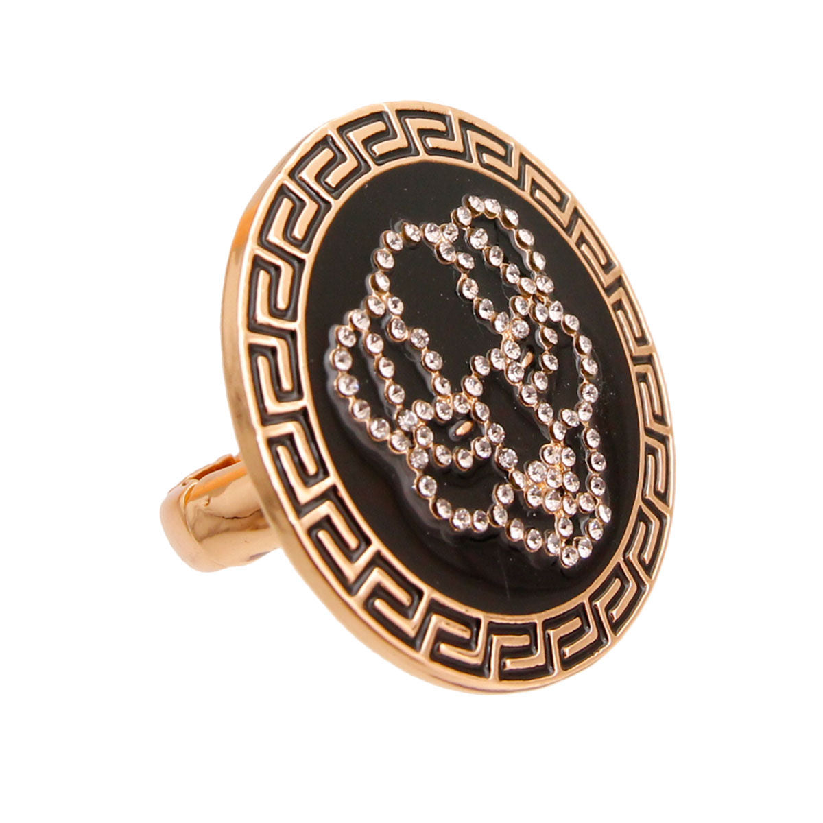 Gold Black Round Tiger Cocktail Ring