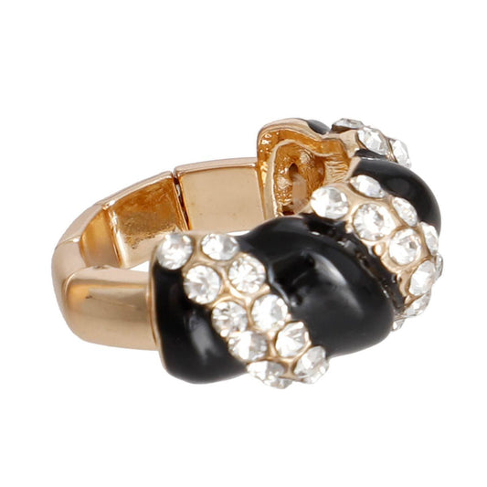 Black and Gold Twisted Cocktail Ring