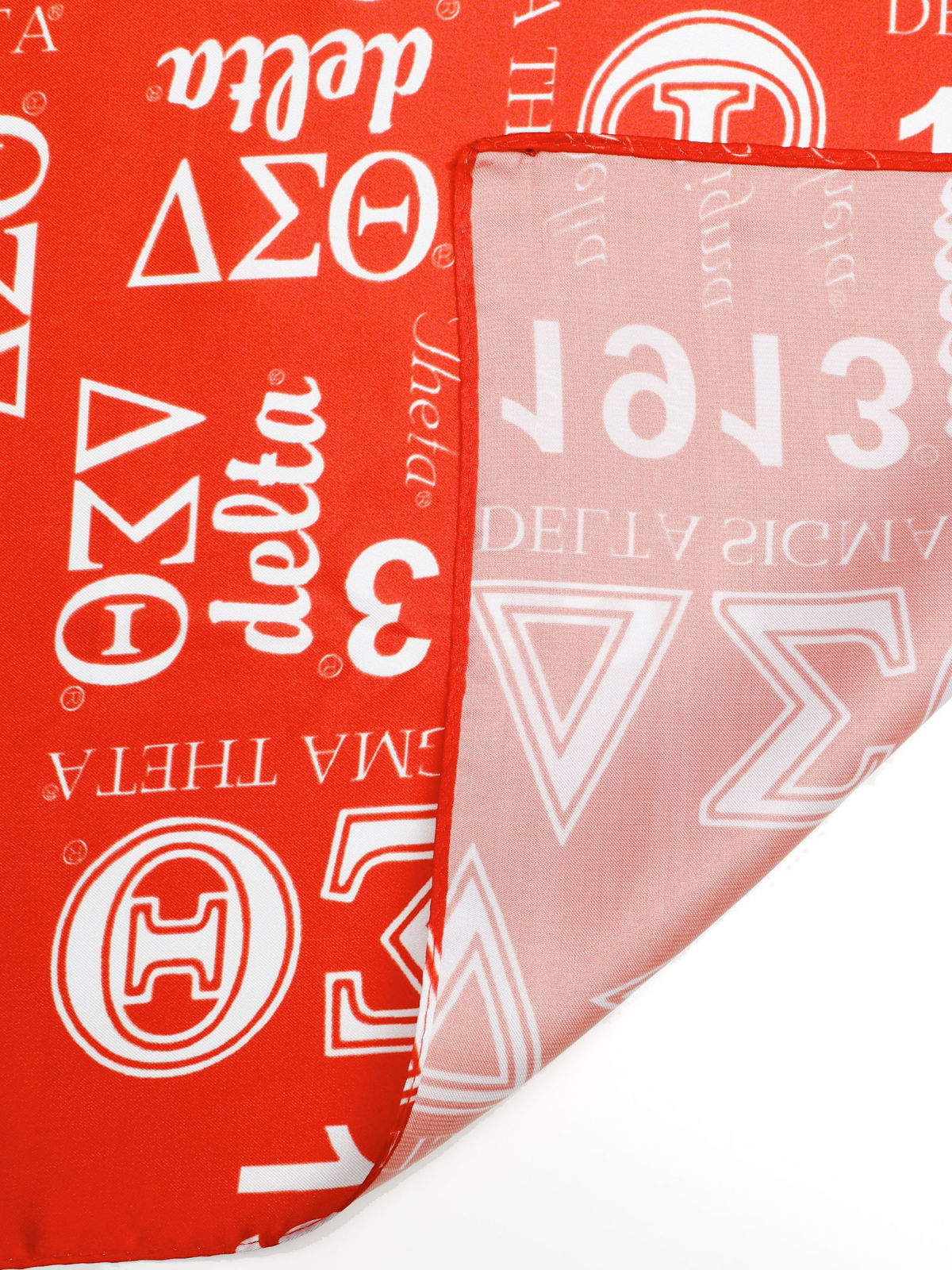 DST Sorority Red and White Silky Square Scarf 70 cm