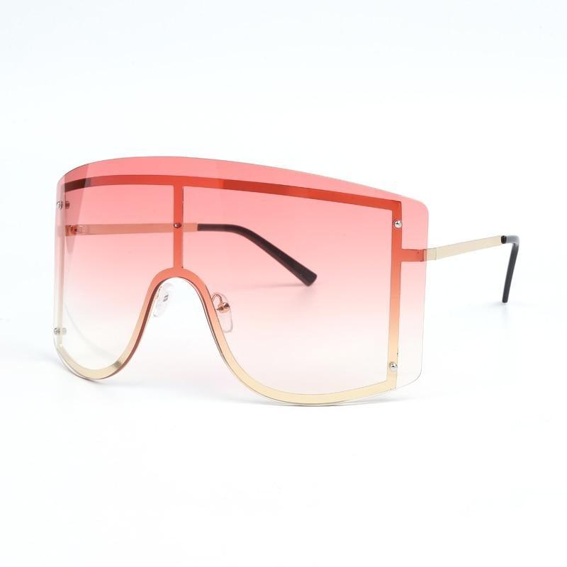 Oversized Women Blue & Yellow Gradient Sunglasses  Fashionable Rimless In Metal For Female New Shades Personality Eyewear