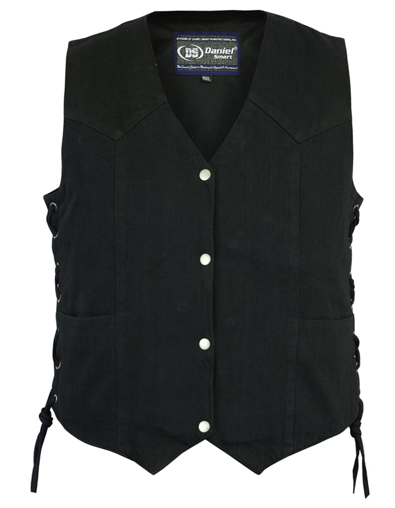 Full Front DM Women's Denim Classic Side Lace Vest