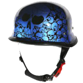 Novelty German Blue Skull Graveyard Helmet- Non DOT
