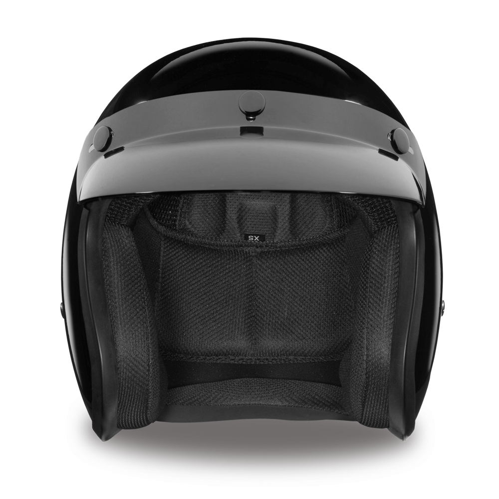 Front View D.O.T. DAYTONA CRUISER - HI-GLOSS BLACK Helmet