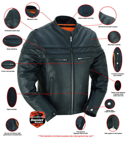 DS Full Hand Black Leather Motorcycle Jacket