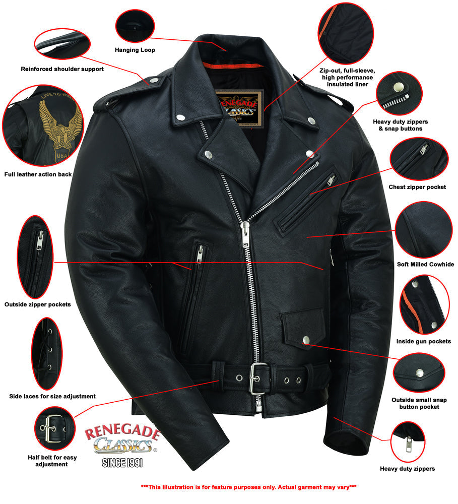 Freedom Rider Black Men’s Leather Jacket – Eagle Embossed