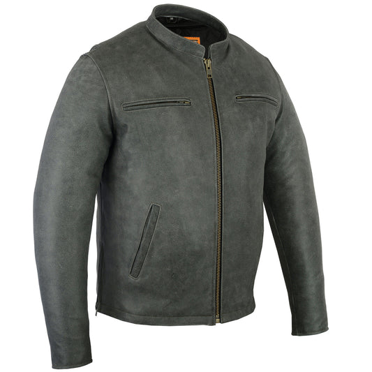 DS Men’s Sporty Gray Leather Cruiser Jacket
