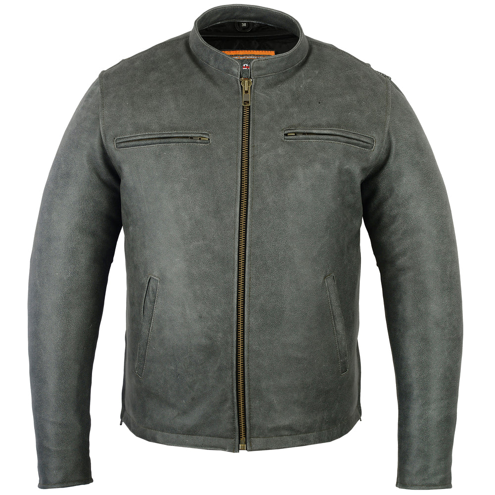 DS Men’s Sporty Gray Leather Cruiser Jacket