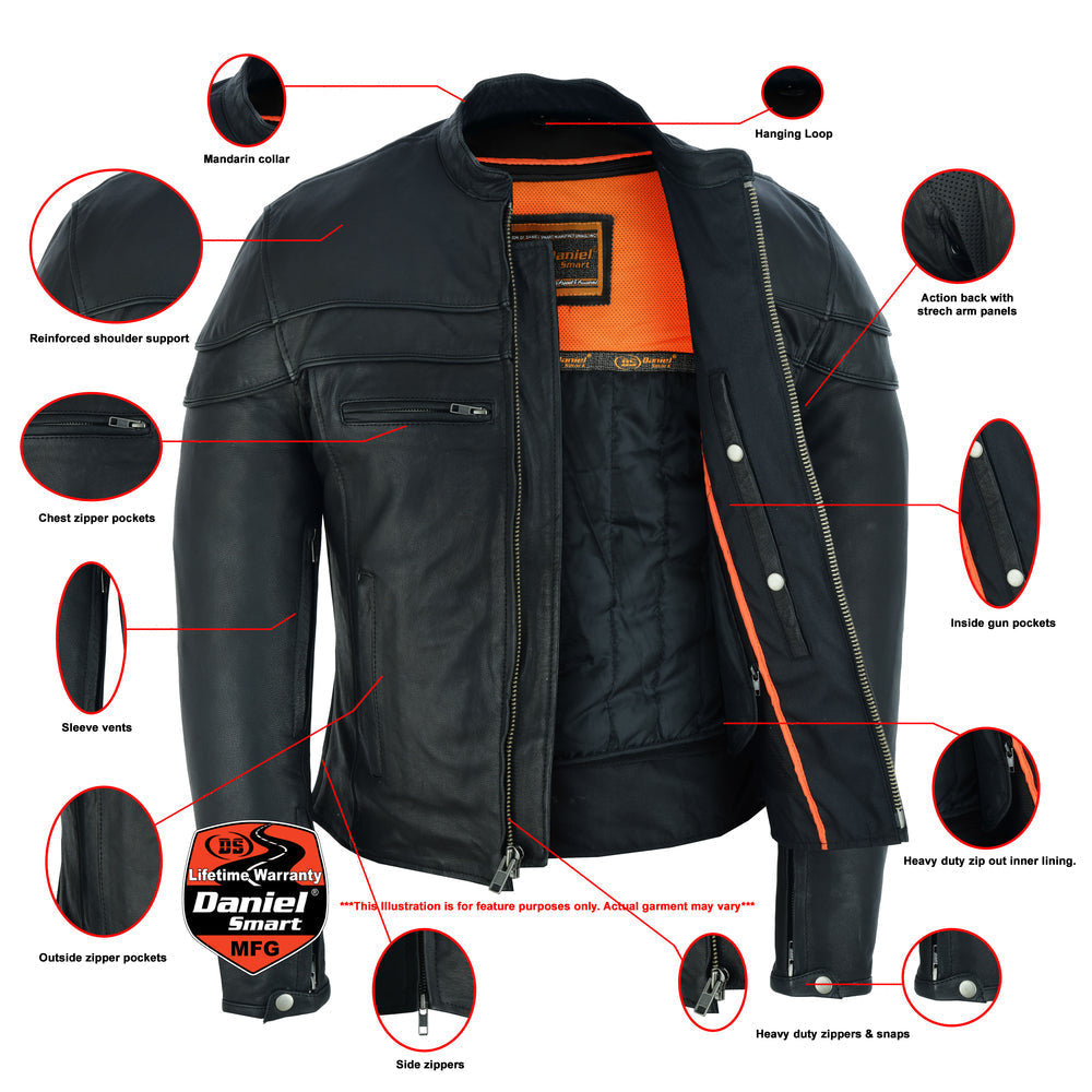 Infographic DS Men’s Tall Sporty Scooter Jacket – Naked Cowhide