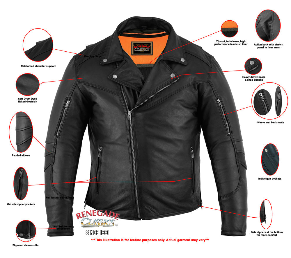 Black Speed Men’s Motorcycle Leather Jacket  – Smart Access Pocket