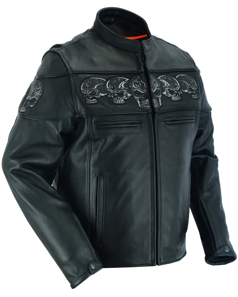 DS Men’s Black Reflective Skulls Scooter Jacket