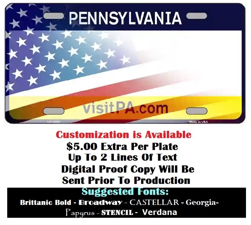 Customizing The Pennsylvania US Flag License Plate