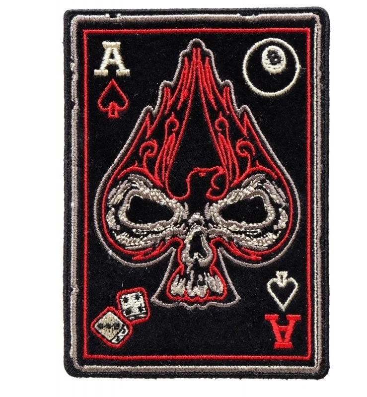 Ace Of Spades Skull Small Biker Patch