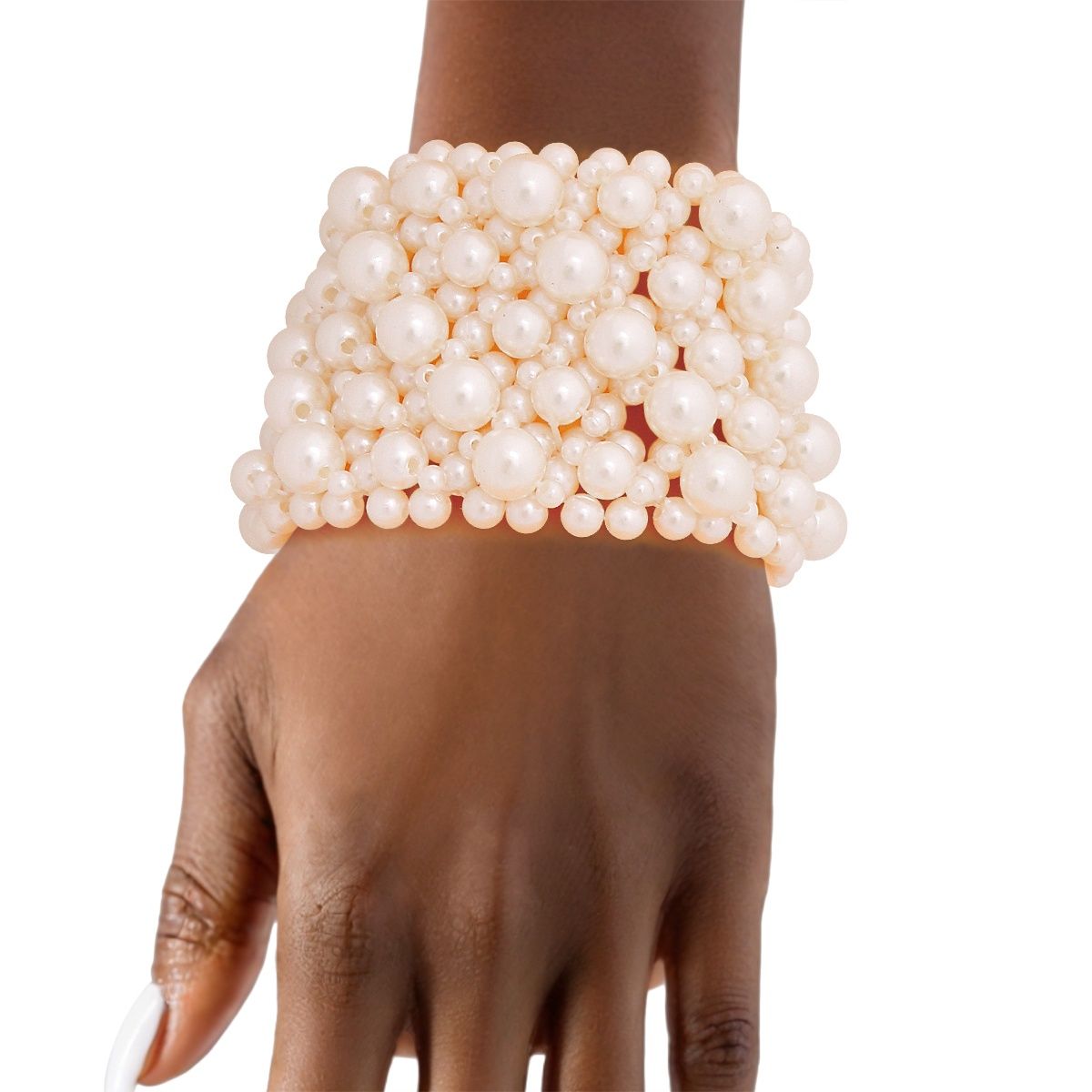 Varying Cream Pearl Band Bracelet