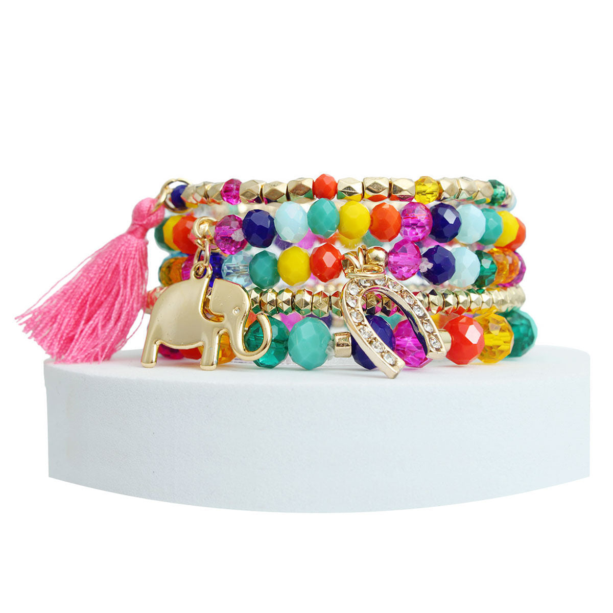 Rainbow Elephant Horseshoe Bracelets