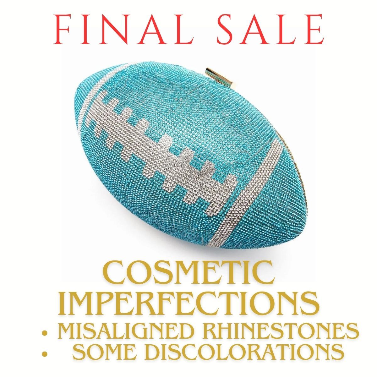 FINAL SALE Turquoise Bling Football Clutch