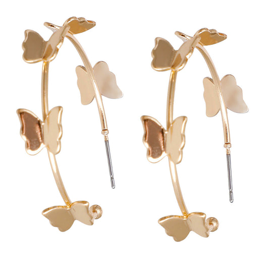 Gold Butterfly Open Hoops