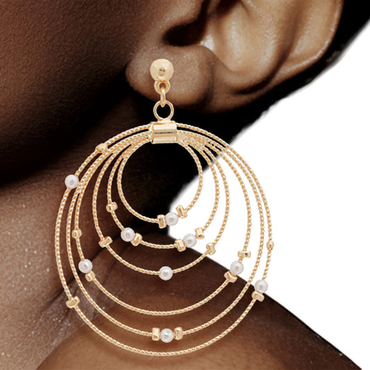 Gold Delicate Multi Ring Loop Earring: A Symphony of Elegance