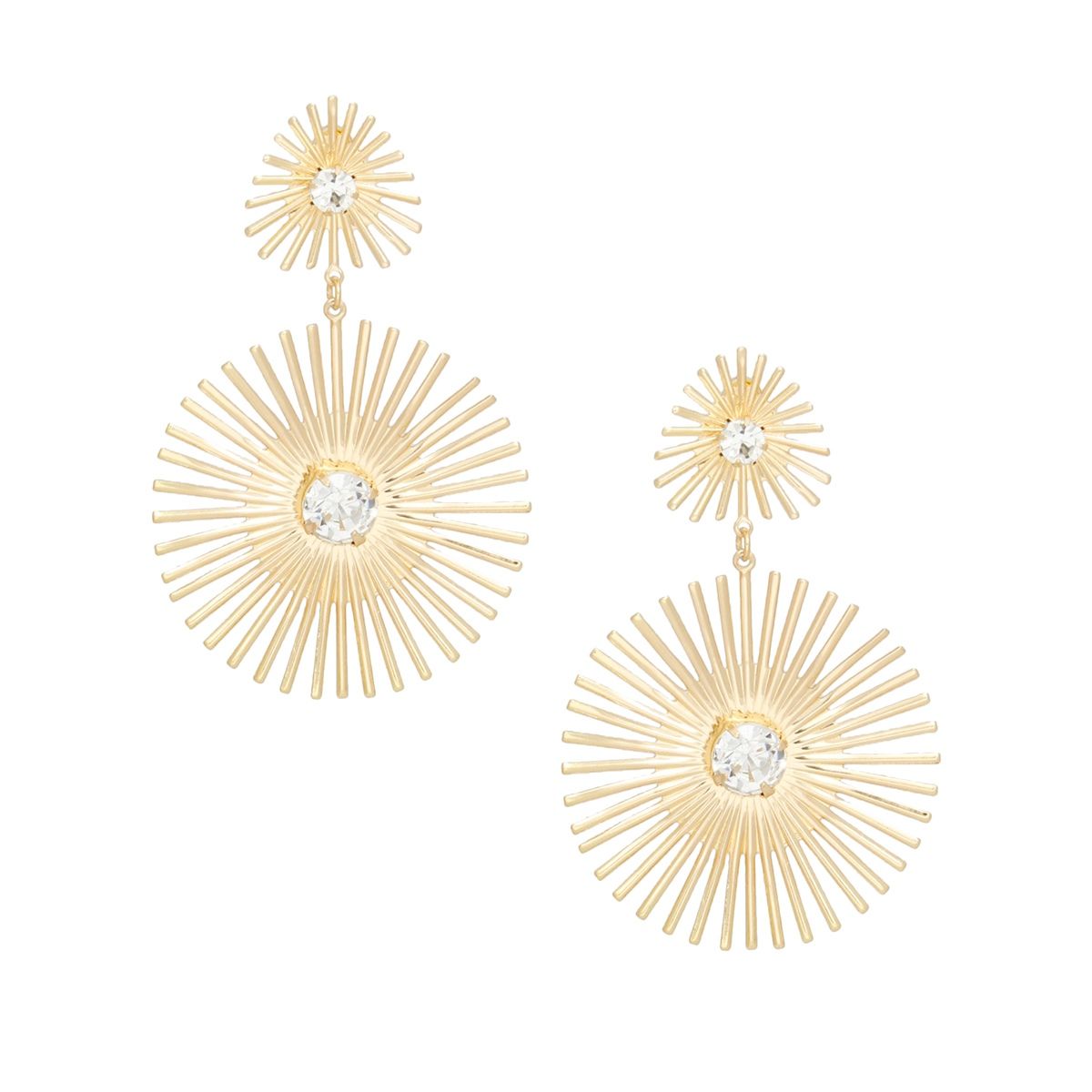 Drop Gold Rounded Spikes Earrings for Women