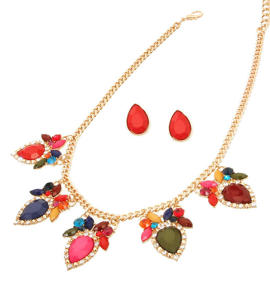 Multicolored Stone Necklace Set