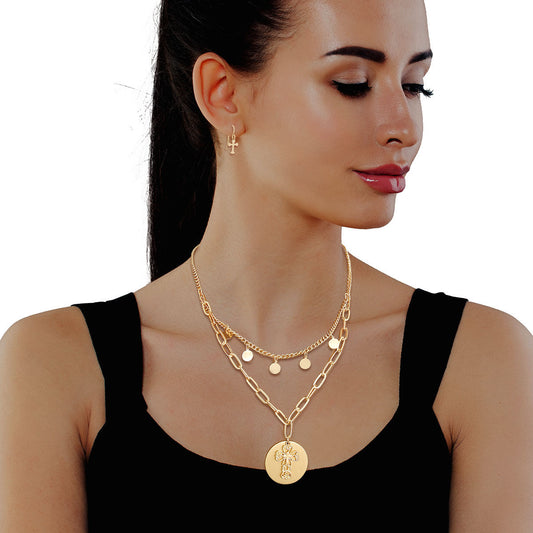 Gold Cross Charm Layered Chain