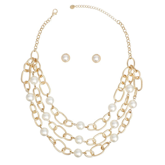 Chain Gold Parisian Chic Cream Pearl Necklace