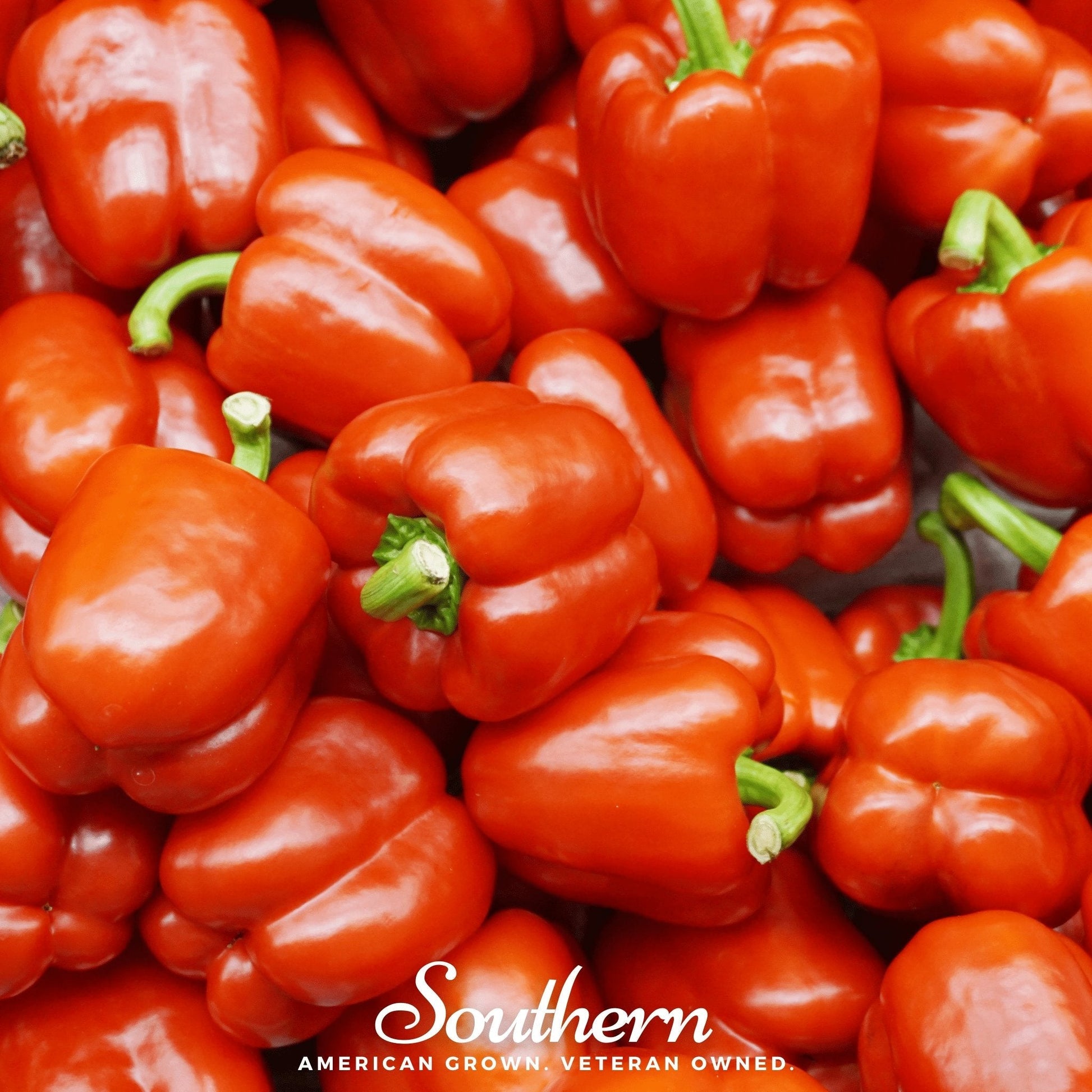 Close-up of red peppers with 'Southern' brand text at the bottom.