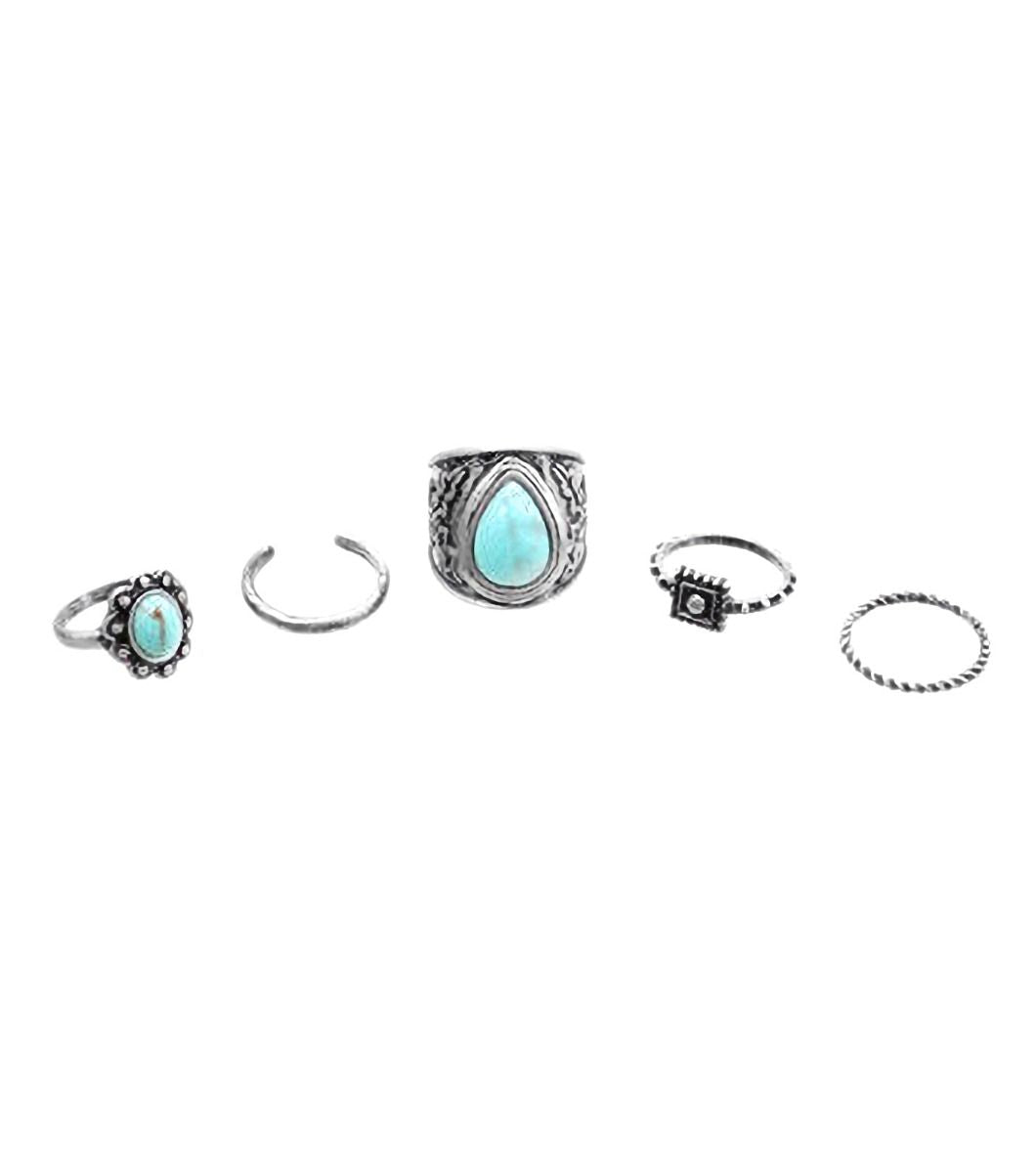 Silver Boho MIdi Ring Set