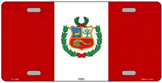 Peru Flag Metal Novelty License Plate Style Sign