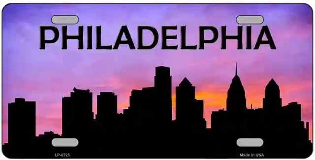 Philadelphia Silhouette Skyline Novelty Metal License Plate