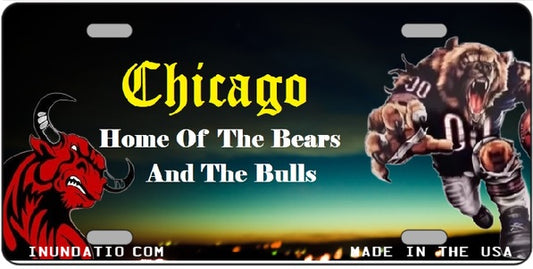 Chicago Home Of The Bears and Bulls License Plate