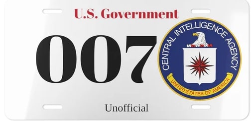 CIA 007 Vanity License Plate