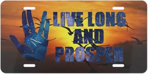 Live Long and Prosper Sunset License Plate