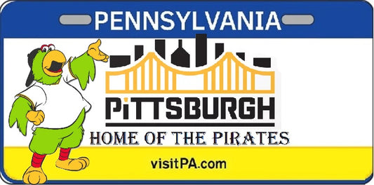 Pittsburgh PA Home Of The Pirates License Plate Style Sign