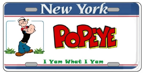 Popeye The Sailor Man NY Vanity License Plate