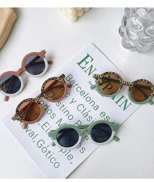 Popular Sunglasses For Children Boy/Girl New Elegant Leopard Double Color Cartoon Bear Shapes New Round Shape Sunglasses For Kids As Well As For Women And Men