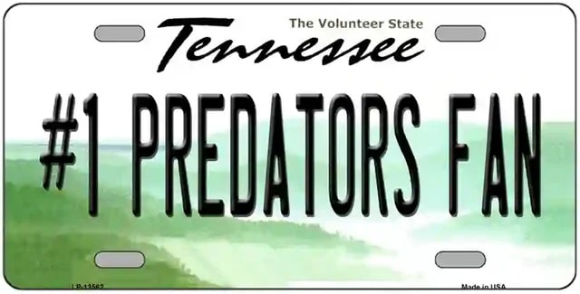 Number On Predators Fan Novelty Tennessee Style License Plate