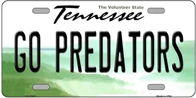 Go Predators Novelty Tennessee Style License Plate