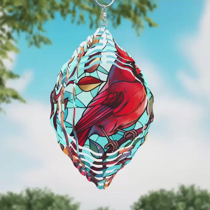 Animation Red Cardinal Novelty Metal Wind Spinner