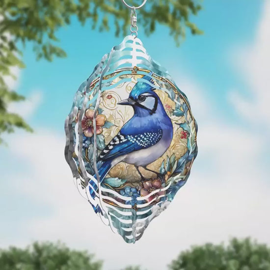 Animation Bluejay Novelty Metal Wind Spinner