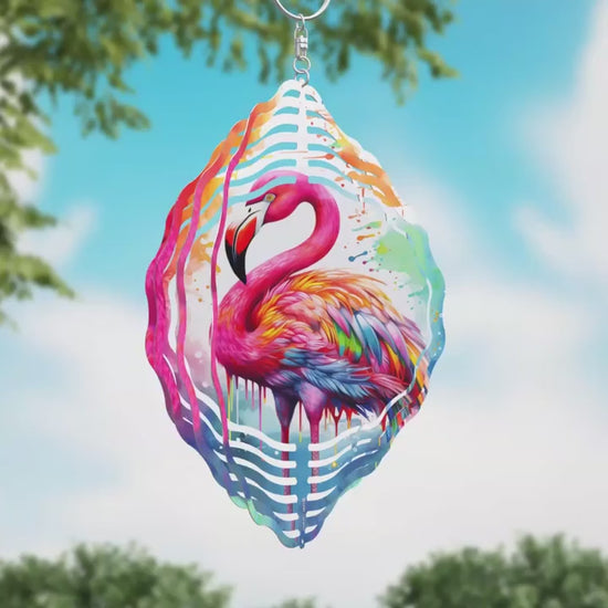 Animation Flamingo Dripping  Color Novelty Metal Wind Spinner