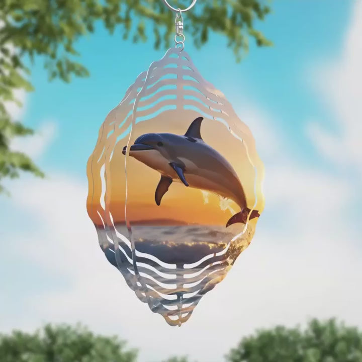 Animation Dolphin Leaping Novelty Metal Wind Spinner