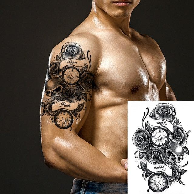 57 Sheets Temporary Tattoo Stickers Set Waterproof Temporary Tattoo Waist Arm Modern Stylish Big Black Tattoos For Womens Mens