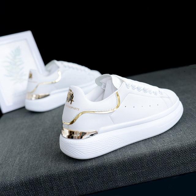 New Fashion White High Quality Women's White Thick Soled Sports Casual Couple Shoes Summer Lace-Up Trainers Gym Tennis Running Breathable High Quality Sneakers