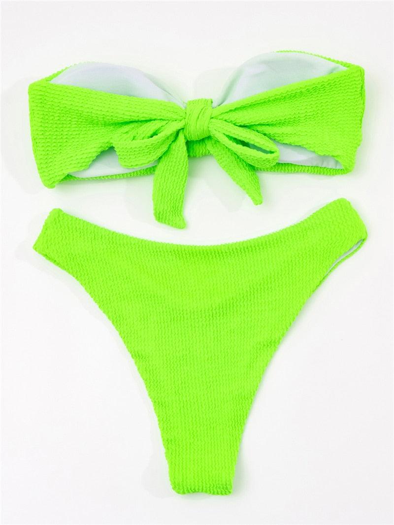Women One-Shoulder Bikini Swimsuit Women Push Up Swimwear Women's Bathing Suit Comfortable Bikini Ribbed Two Piece Swimsuit Bikini Set Summer Bathing Suit Beach Wear Swimming Suit