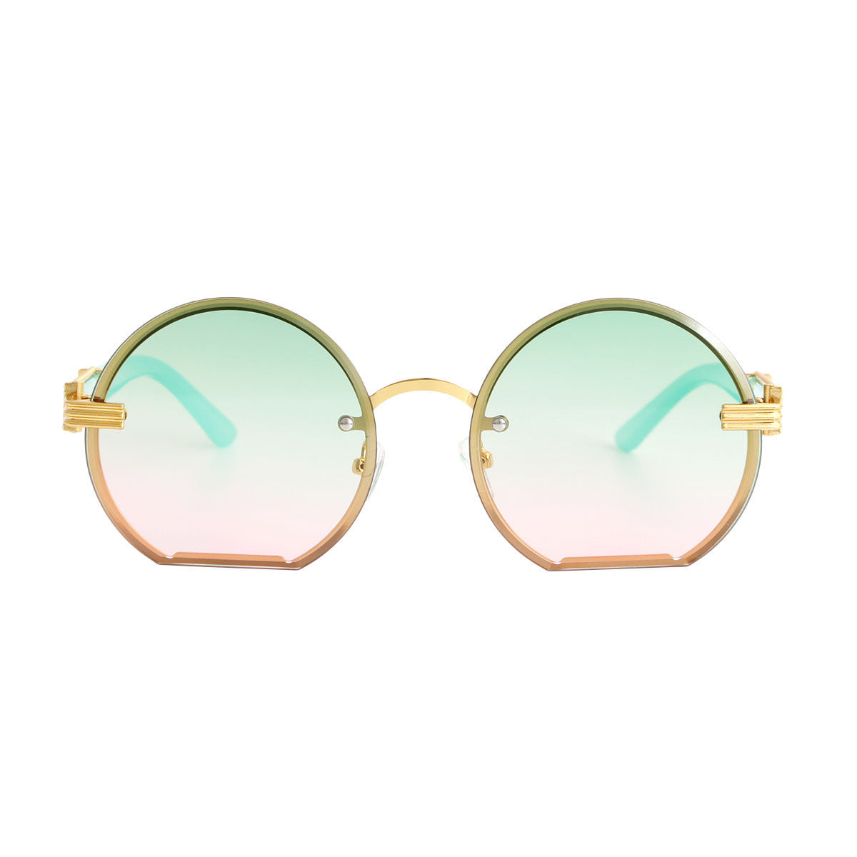 AKA Green Round Flat Sunglasses