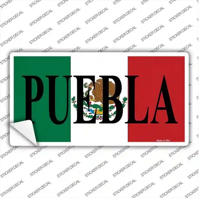 Puebla Mexican Flag Peel and Stick Bumper Stickers